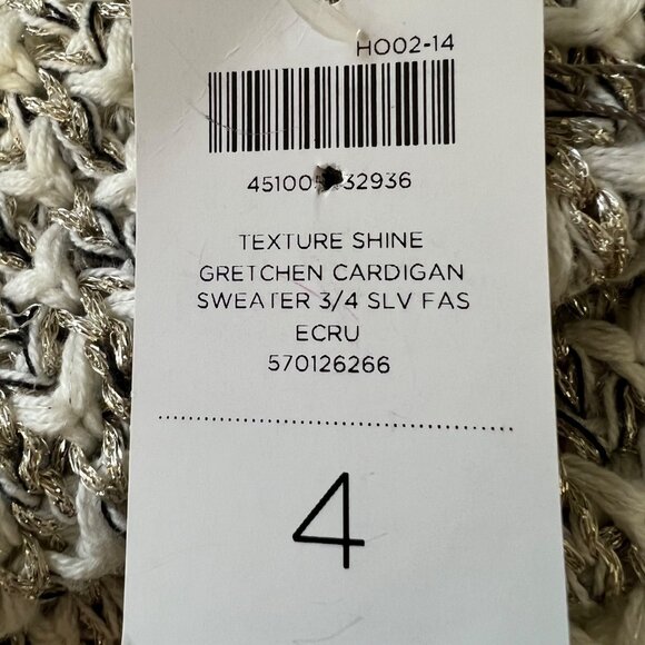 Chicos Womens Plus Texture Shine Gretchen Cardigan Open Fringe Sweater size XXL - Picture 12 of 14